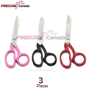 3 Pcs 8" Fabric Scissor Taylor Shears Scissors Tailor Cutting Red, Pink, Black - Picture 1 of 2