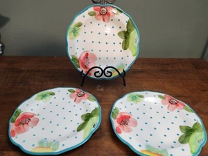 Pioneer Woman VINTAGE BLOOM Turquoise Floral Dinner Plates 10.5" 3 PIECES - Picture 1 of 4