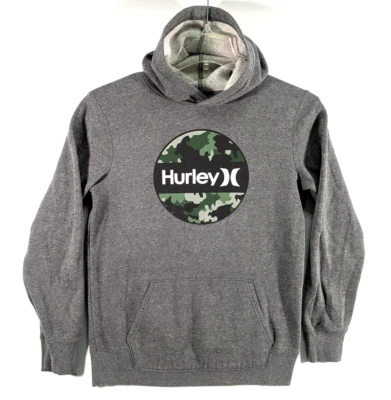 Hurley Sweater Youth 18/20 Gray Camo Logo Hooded Hoodie Skate Surf Beach - Image 1 of 4