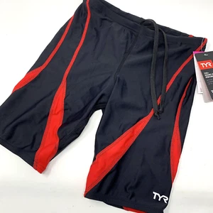 26 TYR Alliance Splice Jammer Swimsuit Tyreco 250+ Hours Performance Black Red - Picture 1 of 7