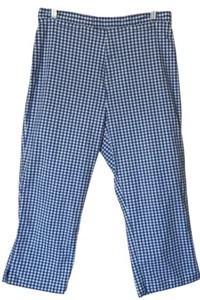 Carolina Blues Brand Stretch Cropped Pants Gingham Cotton Blend Women's Size 14 - Picture 1 of 13