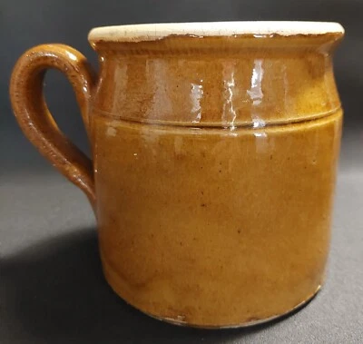 Pot à graisse ancien en grès vernissé jaune début XXème - Photo 1/4