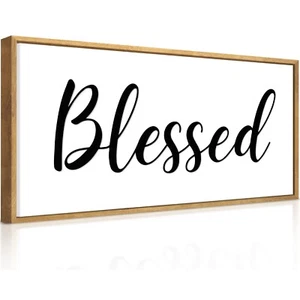 Blessed Wall Decor - Framed Farmhouse Blessed Canvas Wall Art Sign - 20x40 La... - Picture 1 of 9