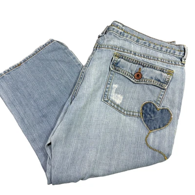 Pantalones de mezclilla cruel para mujer lavado claro retazos talla 18 Y2K grunge vintage Foto 1 de 4