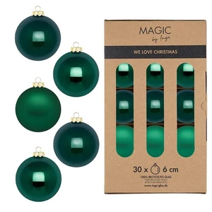30 Weihnachtskugeln Glas 6cm matt & glänzend Christbaumkugeln Dunkelgrün - Bild 1 von 1