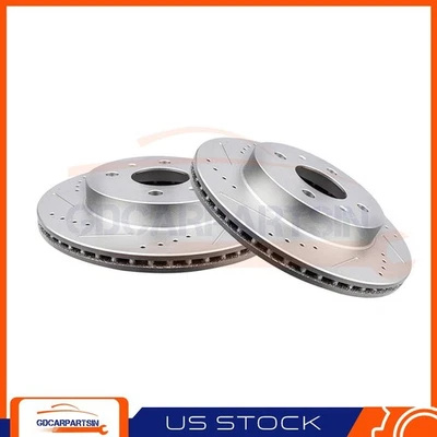 Brake Front Disc Rotors Drilled & Slotted For 1991-2002 Saturn SL2 Saturn SL1 - Image 1 of 4