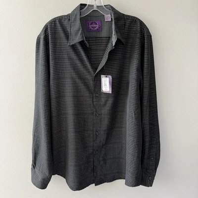 Bruno New York Men’s Long Sleeve Black & Gray Checker Button Down Size Large NWT - Image 1 of 4