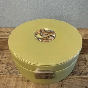 Luxury Jewelry Box MCM Vtg ‘50’s Green Genuine Leather Mother Of Pearl Locks Key - Picture 1 of 12