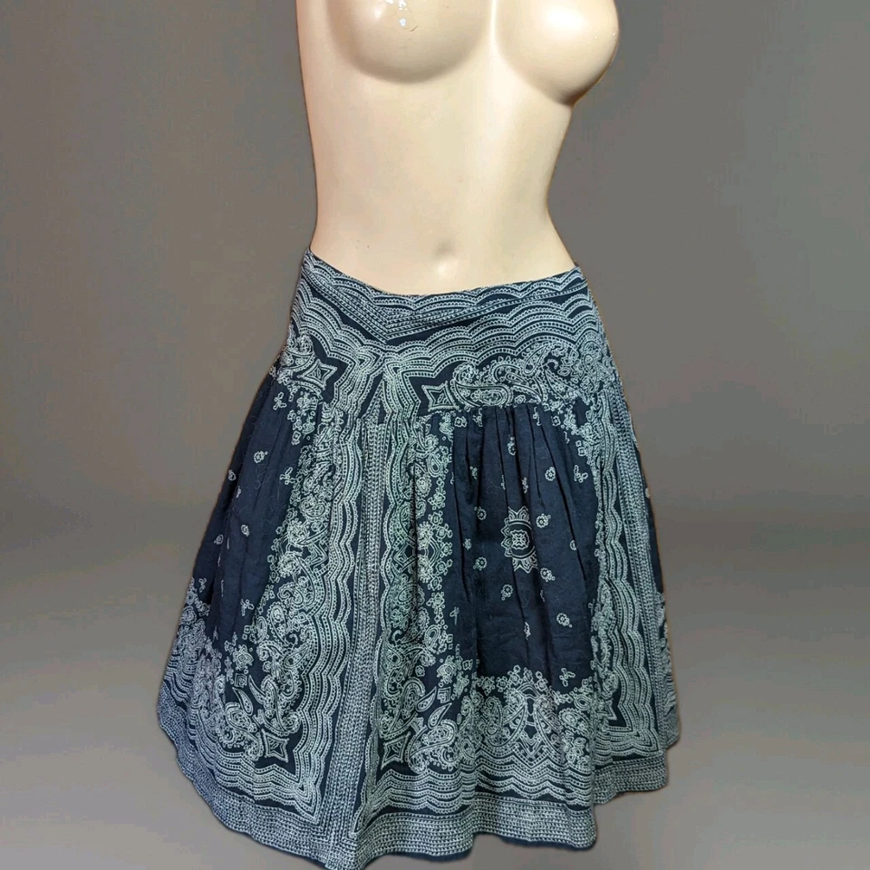 1990s Y2K Blue Plate Womens Cotton Mini Black Bandana Skirt Preppy NYC  M - Imagem 1 de 4