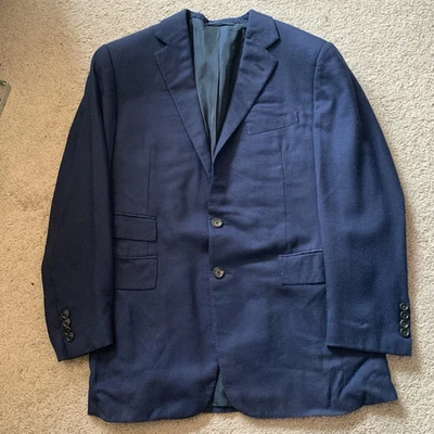 Ralph Lauren Etiqueta Púrpura 100% Cachemira 38S Pecho Único Azul Marino Usado en Excelente Condición Foto 1 de 4