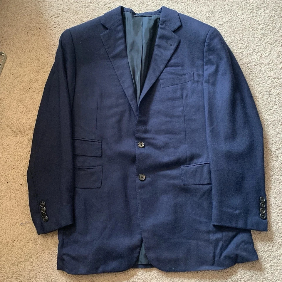 Ralph Lauren Etiqueta Púrpura 100% Cachemira 38S Pecho Único Azul Marino Usado en Excelente Condición Foto 1 de 4