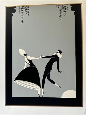 ERTE SERIGRAPH SILKSCREEN SCREEN PRINT ART DECO DANCERS PORTRAIT SIGNED LIMITED - Image 1 of 4