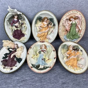 Vintage Angels Playing Intruments & Holding Flowers Resin Wall Hangings Lot of 6 - Picture 1 of 10