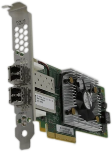 Adaptateur serveur Qlogic double port 16 Go PCIe3x8 FC QLE2662-DEL 0H8T43 FP + 2x GBIC - Photo 1/7
