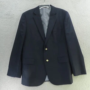 Stafford Blazer Sport Jacket Coat Mens 42R Blue Wool Polyester Gold Buttons - Picture 1 of 13