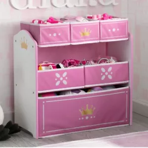 Princess Crown Multi Bin Toy Storage Pink Children Kids Organizer Space Saver - Picture 1 of 6