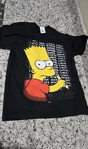 The Simpsons Bart Mens Short Sleeve Shirt I Will Not Waste Chalk Black Size L - Picture 1 of 3