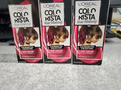 Lot of 3 Loreal Colorista 1Day Hair Makeup for Tips & Strands Color #Raspberry10 - Image 1 of 4