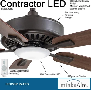 Minka Aire F556L-ORB Contractor LED Oil Rubbed Bronze 52" Ceiling Fan + Remote - Picture 1 of 1