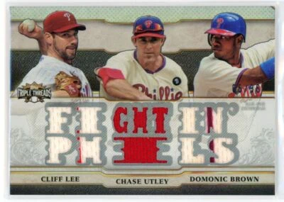 2014 Topps тройные нити реликвия комбо Cliff Lee/Domonic коричневый/Chase Utley 5/36 - Изображение 1 из 2
