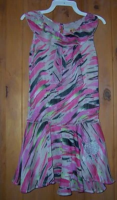 NEW Girls Apple Bottoms Sheer Pink Multicolored  Dress Size Small 8-10  - Image 1 of 3