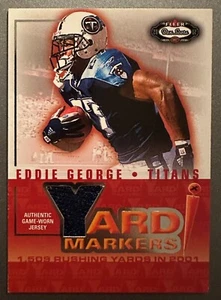2002 Fleer Box Score Eddie George Yard Markers Game Worn Jersey Card Titans - Bild 1 von 2