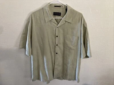 Camisa Ocean Pacfic Hombre XL Caqui Claro Verde Cuello 100% SEDA Lavable Abotonada Foto 1 de 4