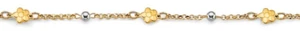NEW 14K TWO TONE GOLD FLOWER BABY BRACELET - Picture 1 of 2