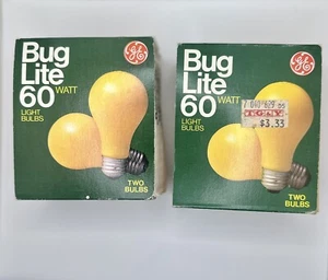 General Electric 3 GE Yellow Bug-Lite Bulbs 60 Watts Original Box USA Vintage - Picture 1 of 5
