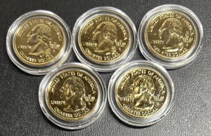 2002 Gold Plated State Quarters 5-Coin Set IN COIN CAPSULES NEW - Picture 1 of 2