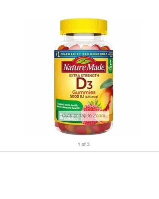 Vitamina D3 Extra Fuerza Nature Made 125 mcg, Apoya Hueso, Dientes 150 Gomitas Foto 1 de 3