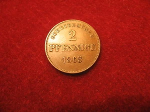 1865, 2 pfennig. Germany. Sachsen Meiningen. Uncirculated. - Picture 1 of 2