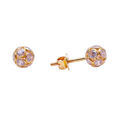 22ct Yellow Gold Fancy Cubic Zirconia Sparkly Ball Earrings