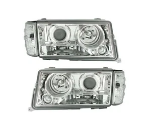 Set Headlights TFL for Mercedes 190E W201 1983-1993 VP515 Clear Glass Chrome LHD - Foto 1 di 5