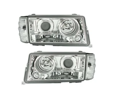 Set Headlights TFL for Mercedes 190E W201 1983-1993 VP515 Clear Glass Chrome LHD - Image 1 of 4