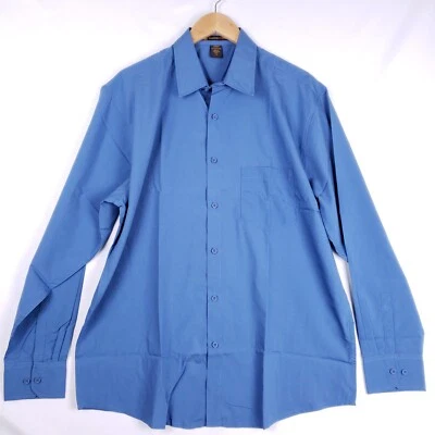 Harriton Men’s Shirt Large Blue Long Sleeve Button-Up Wrinkle Resistant Workwear - Image 1 of 4