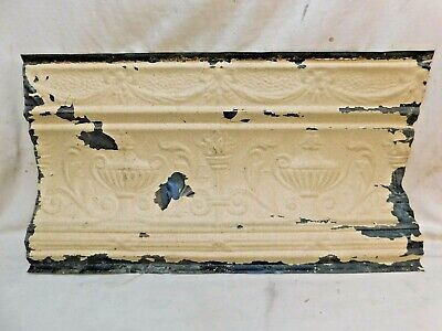 1890's Antique 24  TIN CEILING CORNICE Victorian Style Torch & Ribbon ORNATE • 49.95$