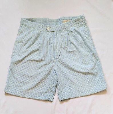 Fairway & Greene Mens Size 32W Golf Shorts Gingham Check Green Yellow - Image 1 of 4