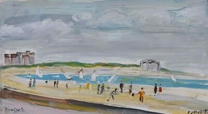 Edouard RIGHETTI - Peinture originale - Aquarelle - Houlgate - Imagen 1 de 4