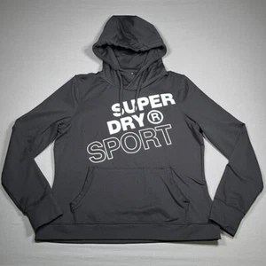 Superdry Sport Hoodie Black Size 10 Women’s Pullover Lightweight Stretch - Picture 1 of 13
