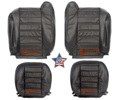 2003 to 2007 Hummer H2 Full Front Genuine Leather Replacement Seat Cover Black - Image 1 of 4