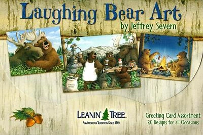 LEANIN TREE Laughing Bear Art #90760~20 GREETING CARDS~1 each 20 Designs~Fun~ - Image 1 of 2