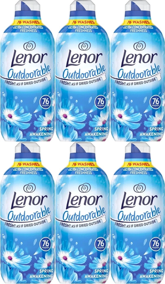 6x Lenor Outdoorable Laundry Clothes Conditioner 76 Washes - Spring Awakening - Image 1 of 1