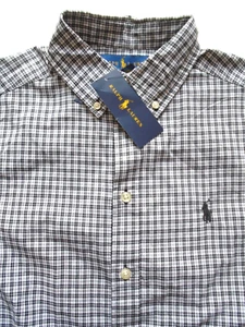 NWT Boys Large 14-16 Ralph Lauren Black/White Plaid Button Down L/S Shirt - Picture 1 of 7