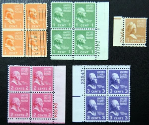 US Stamps Apr 1938 thru Jun 1938, 3 Mint Plate Blocks SC# 804, 806 & 807 MNH - Picture 1 of 12