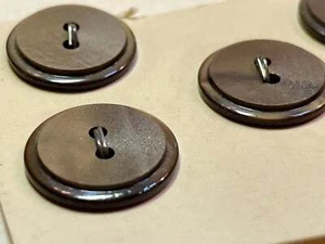 5 brown 1960s vtg plastic buttons | 2 hole flat | size 15/0.37" | new old stock - Picture 1 of 5