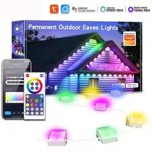 50FT Permanent Outdoor Eaves LED Lights String APP Bluetooth Pixels Addressable - Picture 1 of 14