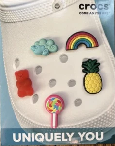 CROCS Happy Candy Pack Jibbitz 5er-Pack Regenbogen Gummibär Ananaswolke Lutscher - Bild 1 von 2