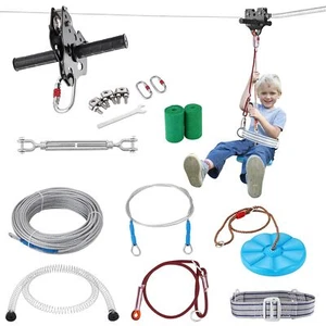 VEVOR Zipline Kit for Kids and Adult, 60 ft Zip Line Kits Up to 500 lb Steel Zip - Picture 1 of 8