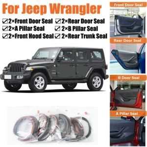 Door Rubber Seal Strips Weather Draft Wind Noise Reduction Kit For Jeep Wrangler - Picture 1 of 12